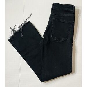 Zara Jeans Women's 0‎ Black High Waisted Cut Off Grunge Rock Metal Alt Stretch